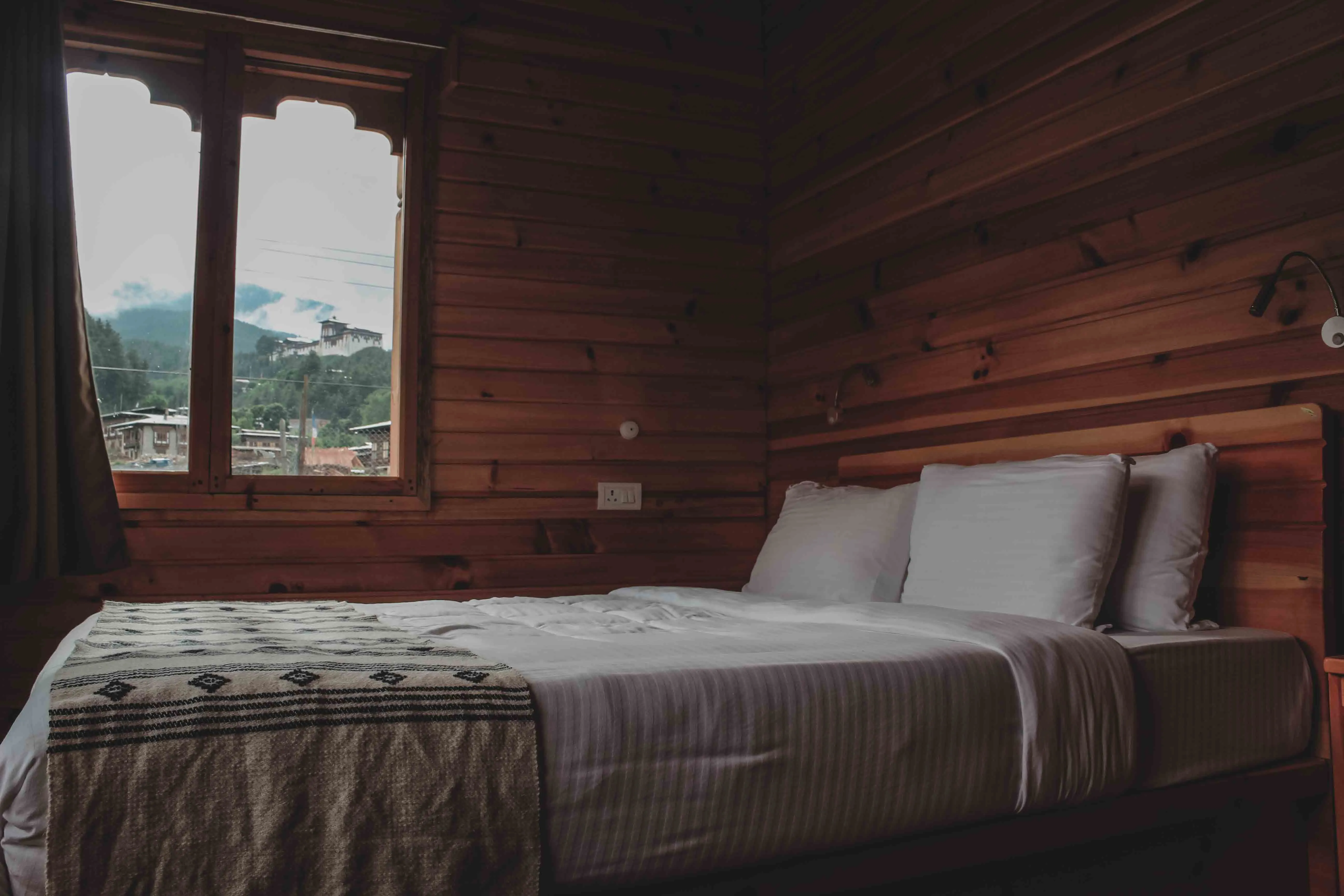 A shot of the deluxe room with Jakar Valley in the background
