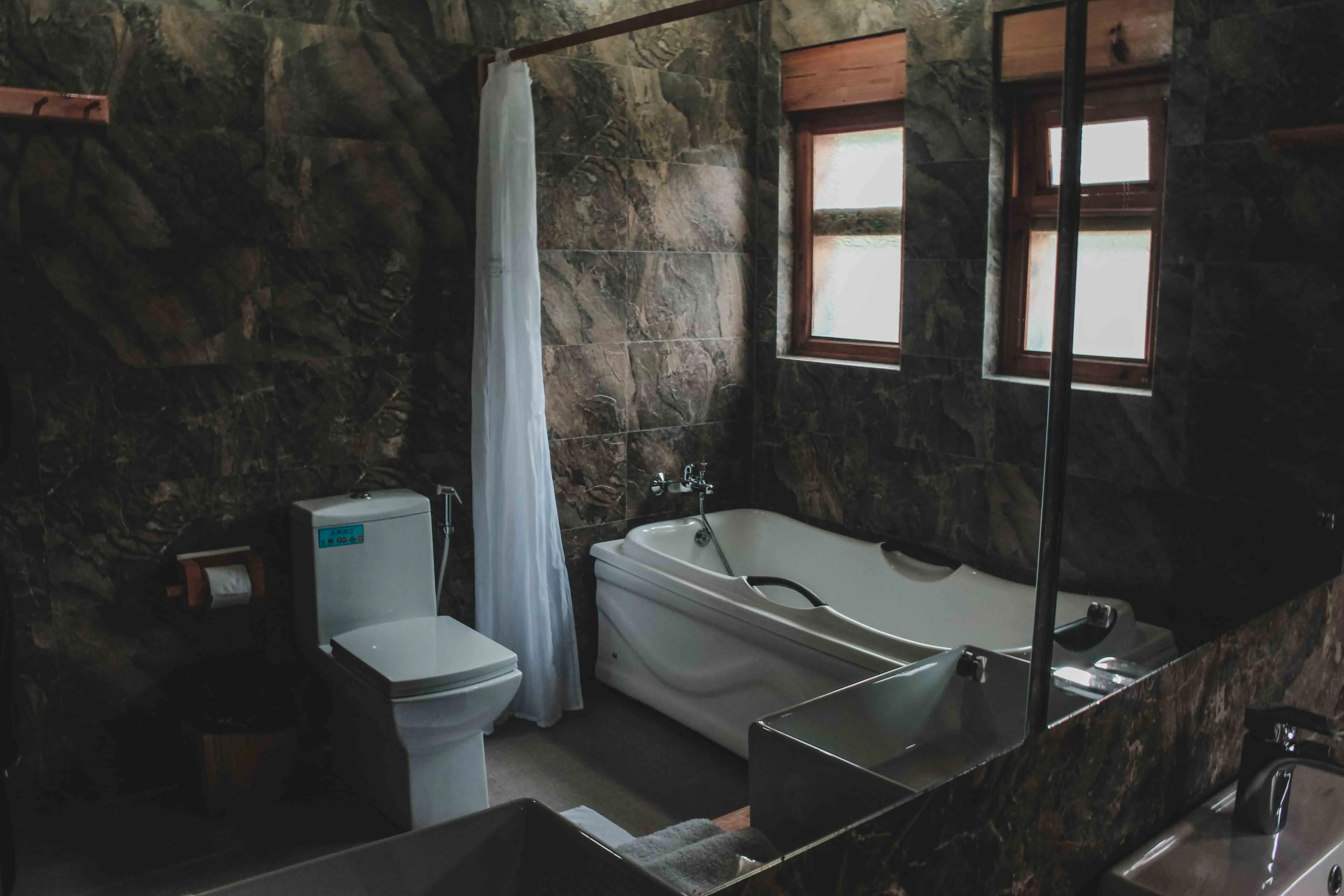A shot of the bathtub and the sink